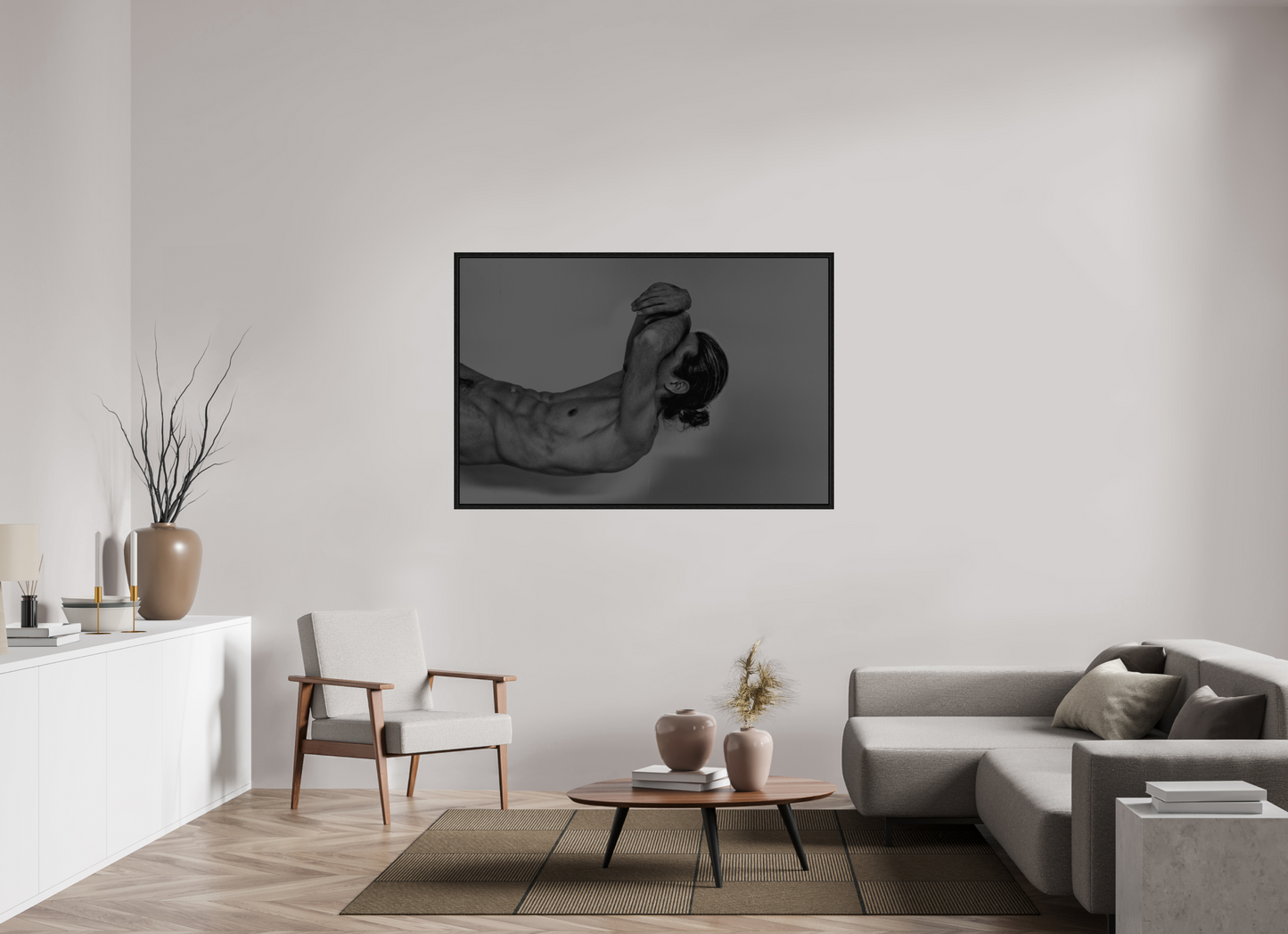 150 x 100 cm, Floating frame - black Arm Abstraction, 2013