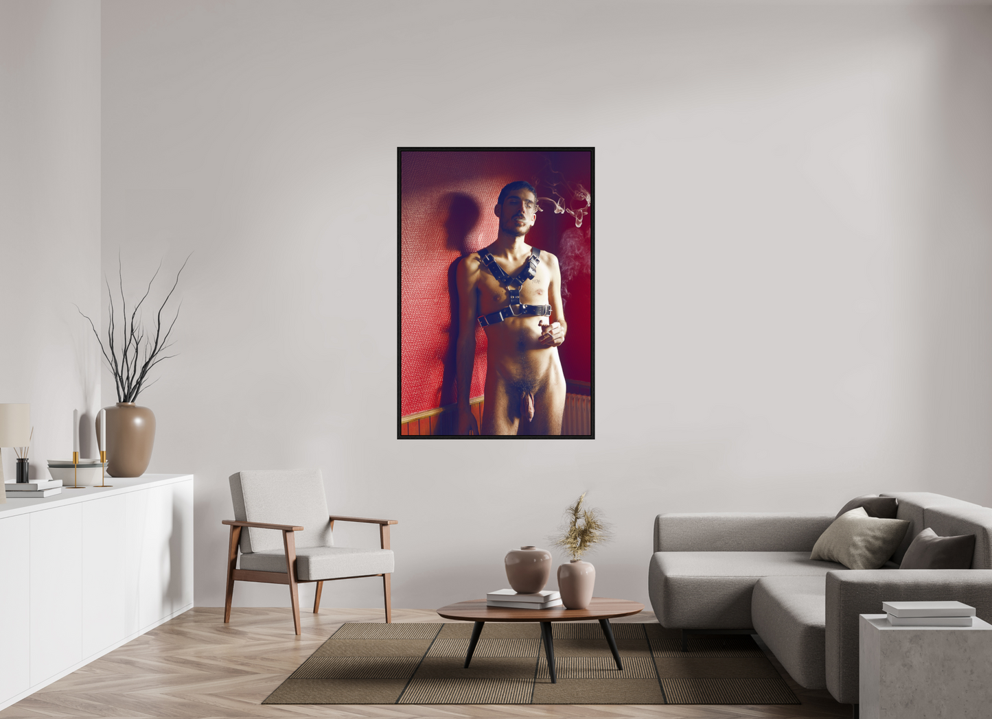 100 x 150 cm, Floating frame - black Red Wall, 2013