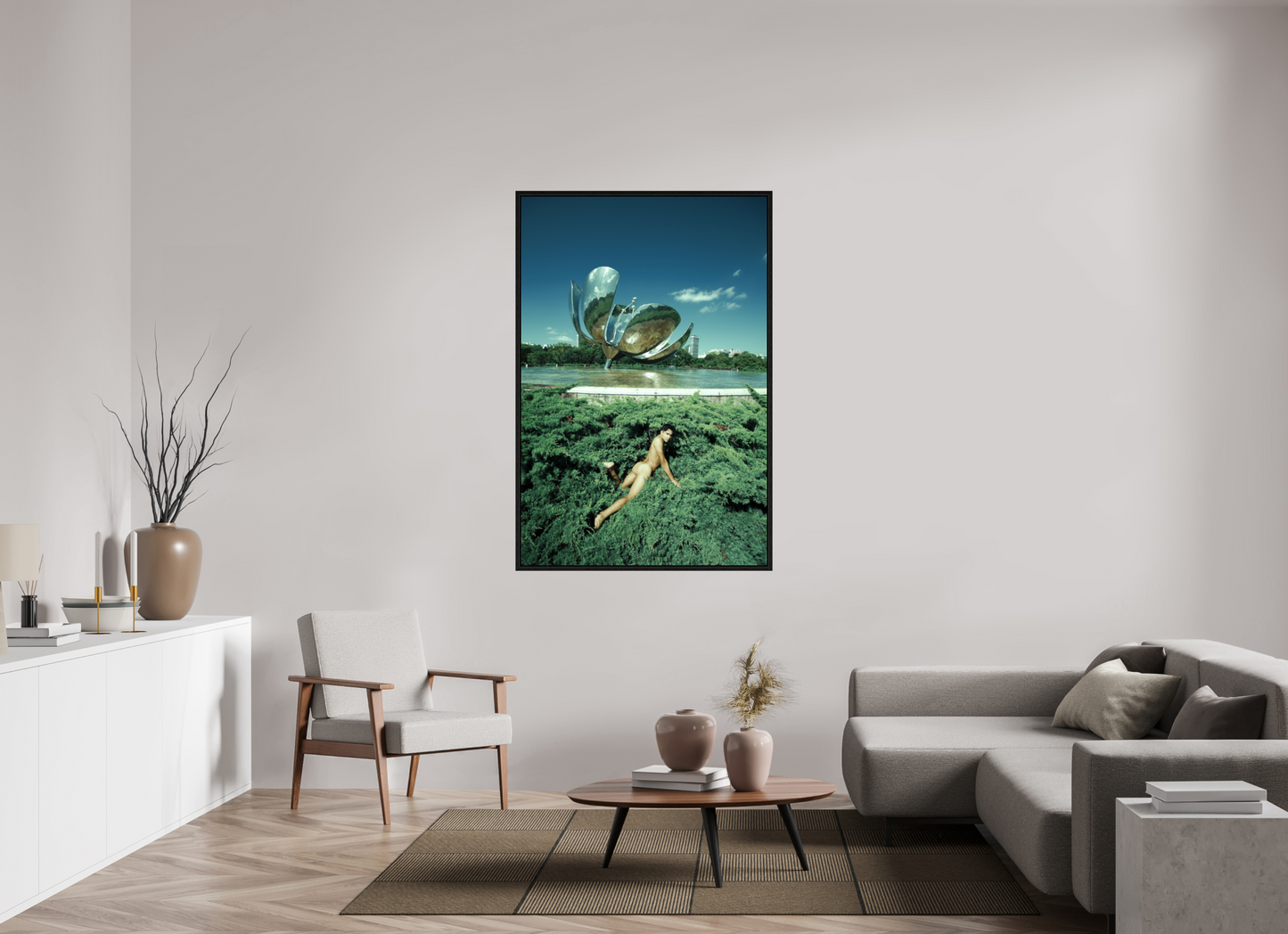 100 x 150 cm, Floating frame - black Naked Buenos Aires 13, 2018