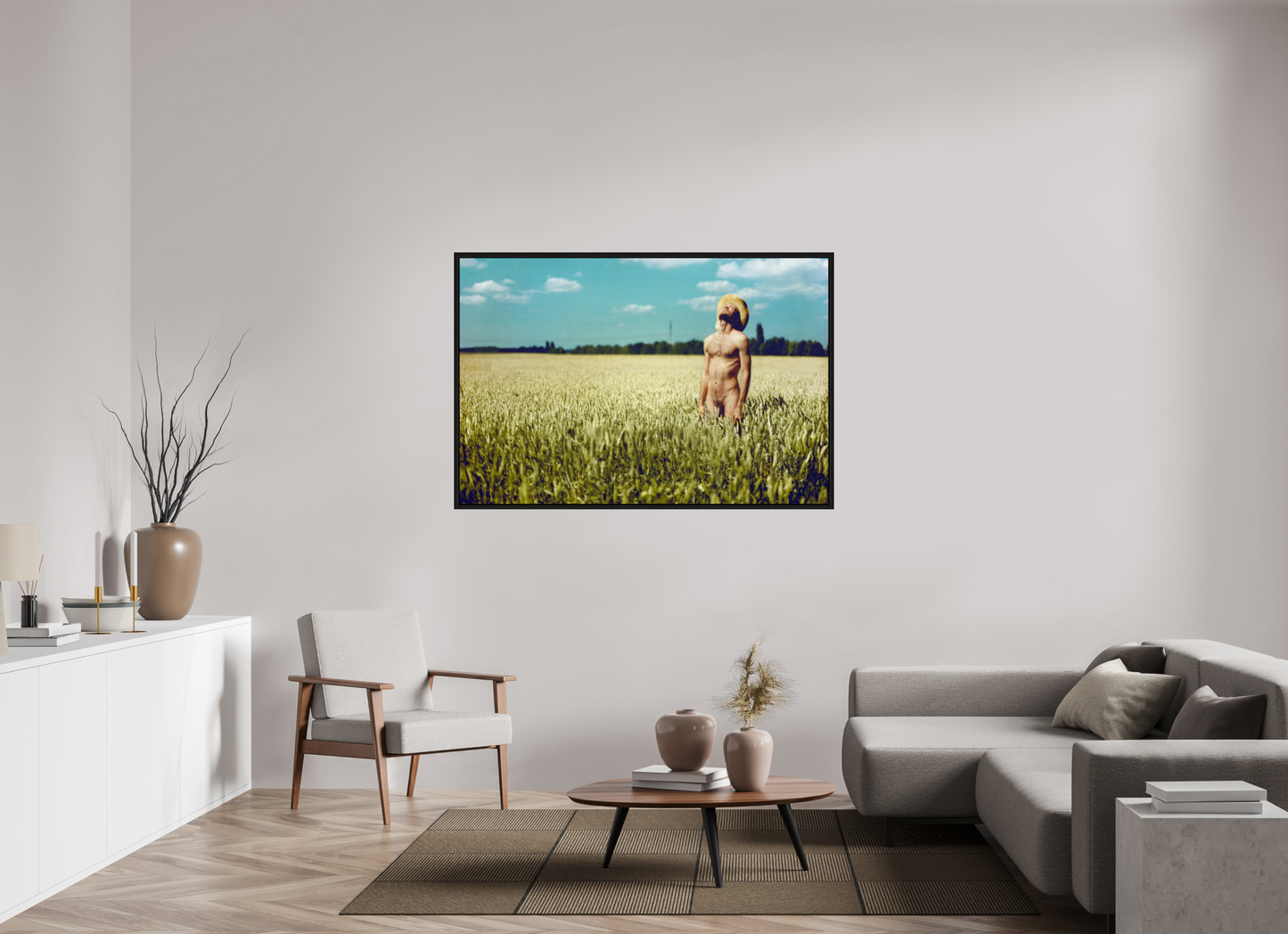 150 x 100 cm, Floating frame - black Fields Road, 2014