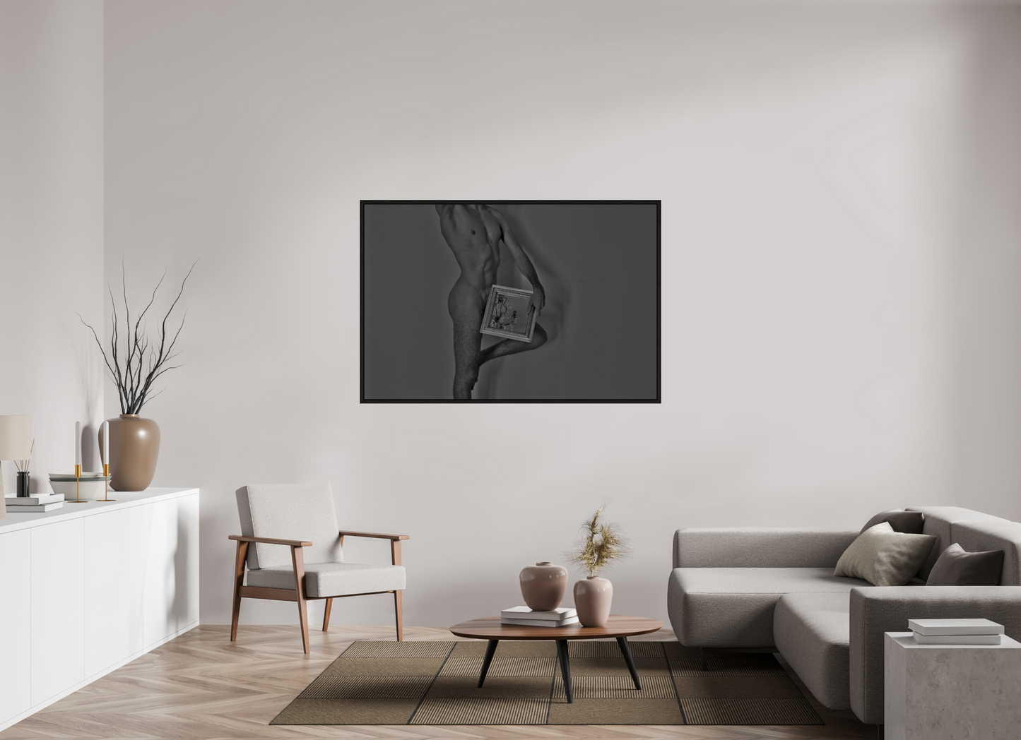150 x 100 cm, Floating frame - black Chandelier, 2013