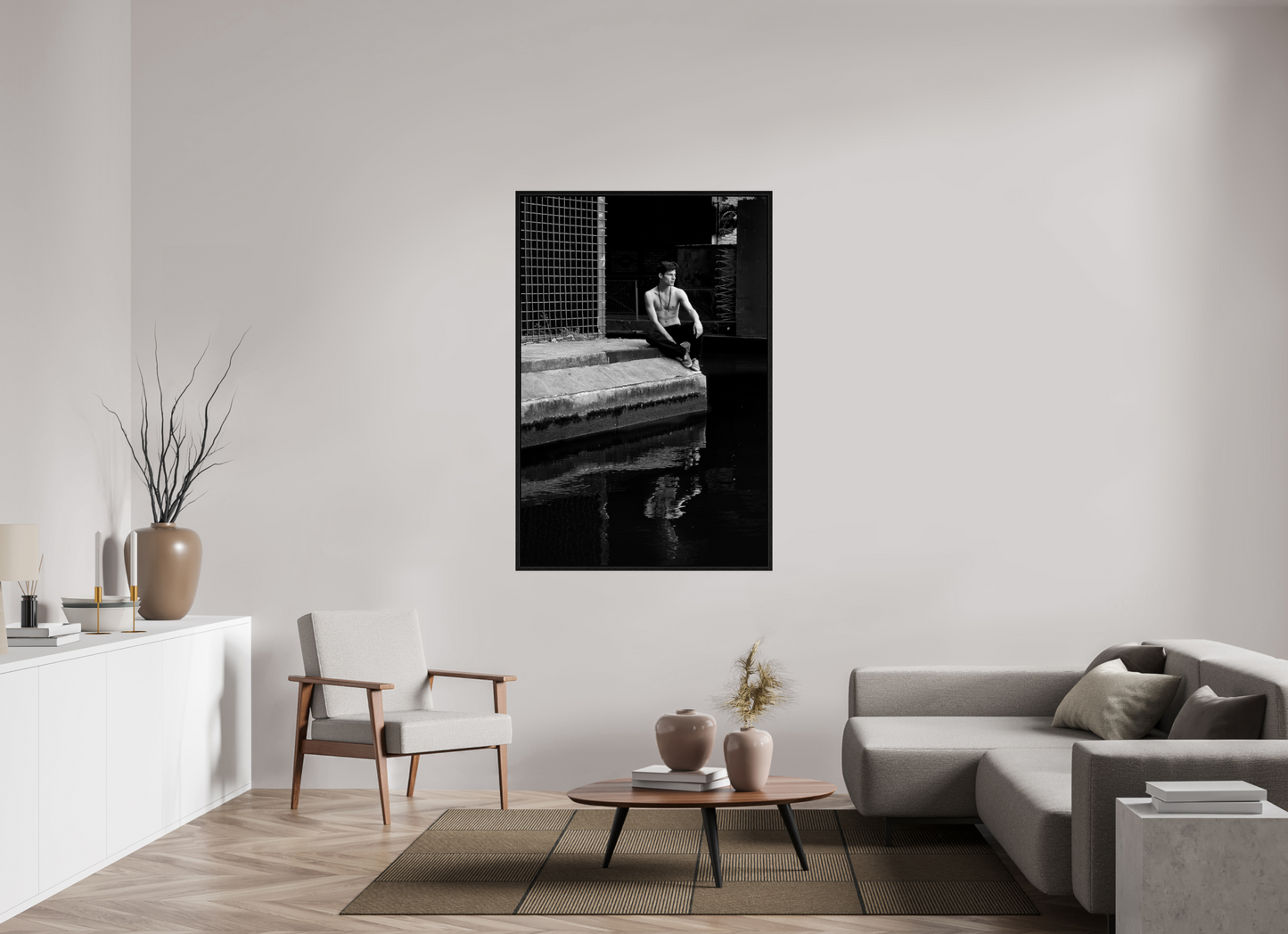 100 x 150 cm, Floating frame - black Games, 2013