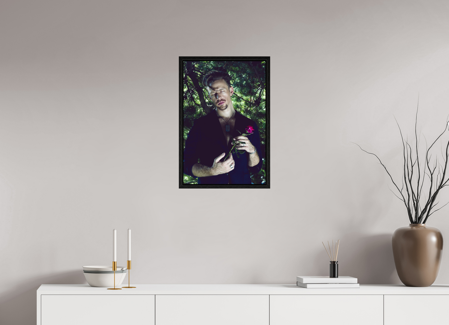 40 x 60 cm, Floating 15mm black Memory of Bloom