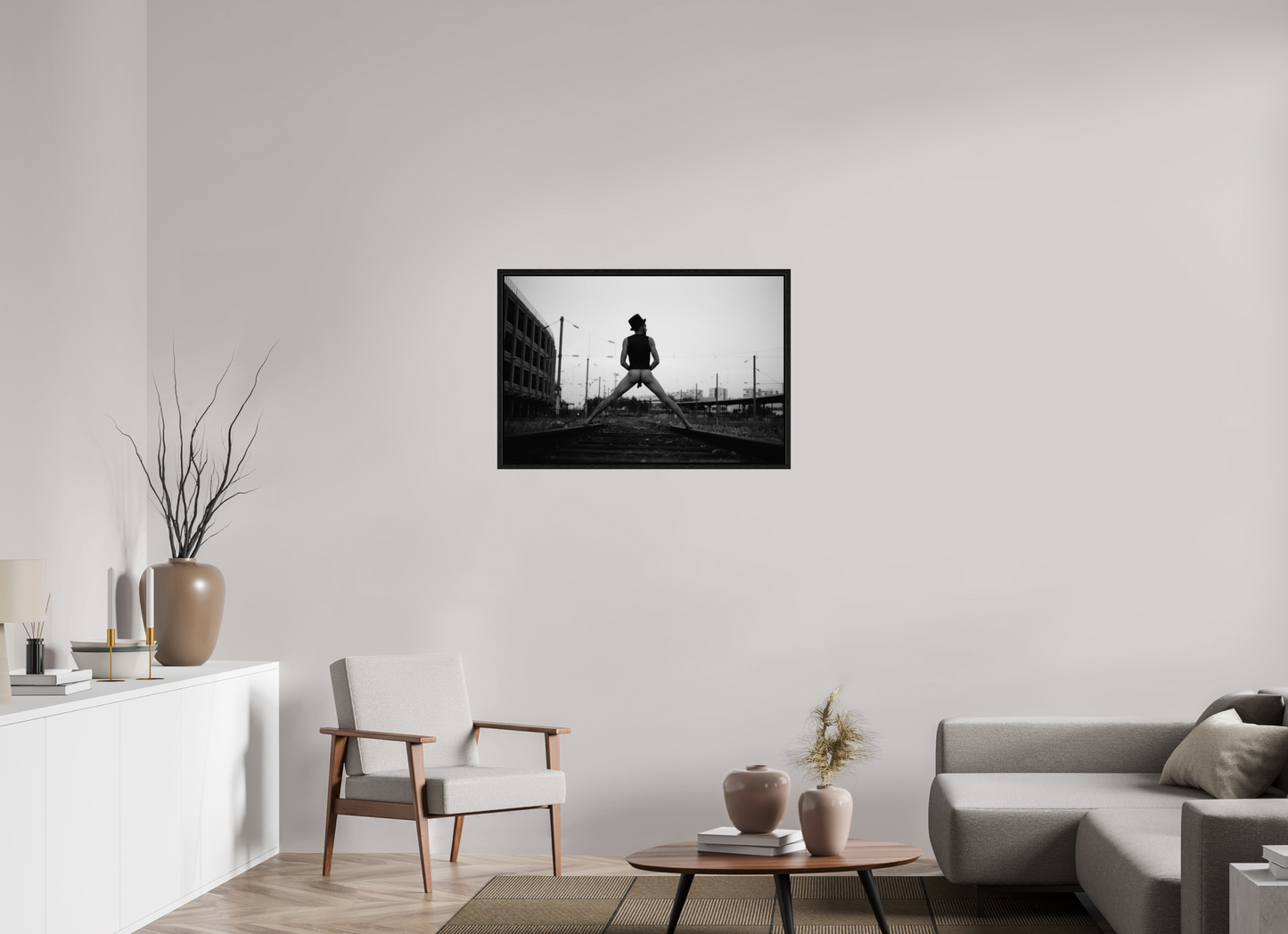 90 x 60 cm, Floating frame - black Tracks, 2013