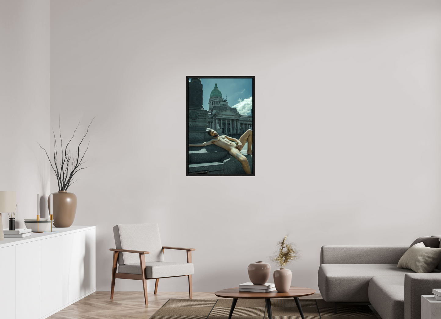 60 x 90 cm, Floating frame - black Naked Buenos Aires 16, 2018