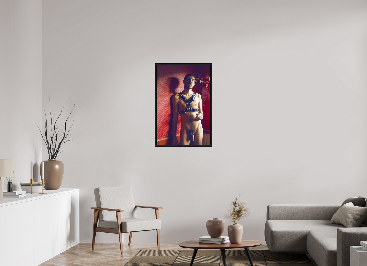 60 x 90 cm, Floating frame - black Red Wall, 2013
