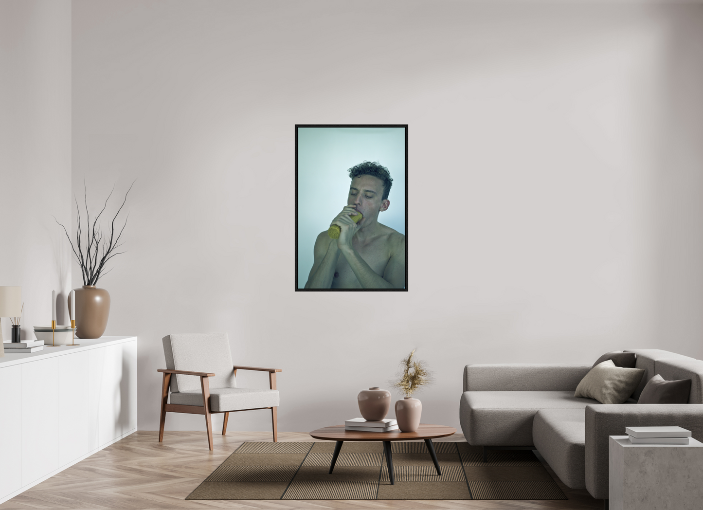 80 x 120 cm, Floating frame - black Pasta, 2013