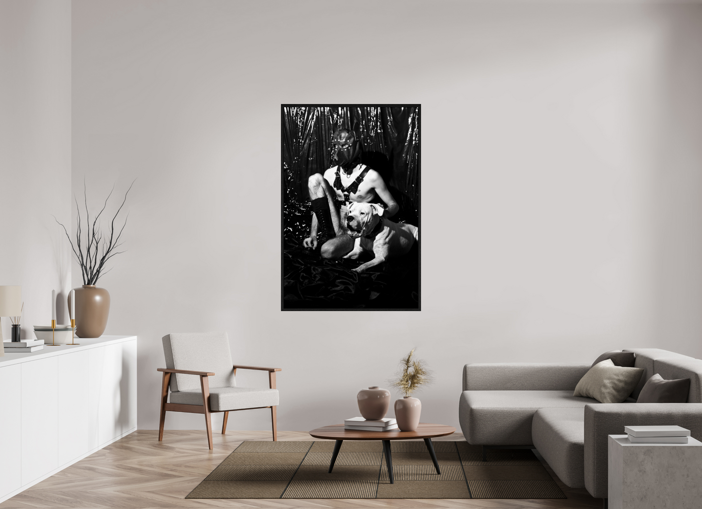 100 x 150 cm, Floating frame - black Dog Tales, 2013