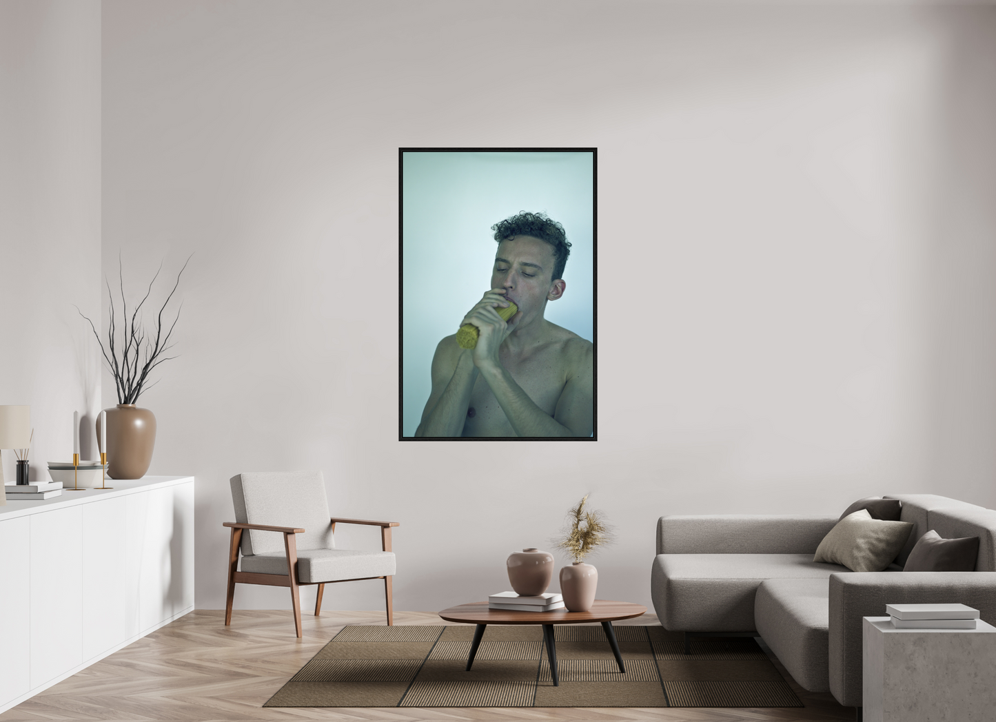 100 x 150 cm, Floating frame - black Pasta, 2013
