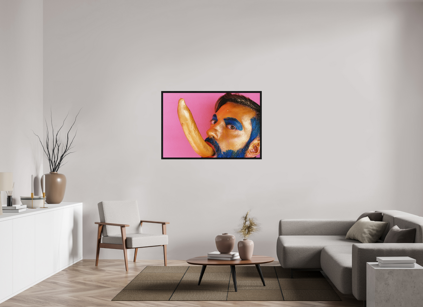 120 x 80 cm, Floating frame - black Golden Banana, 2013