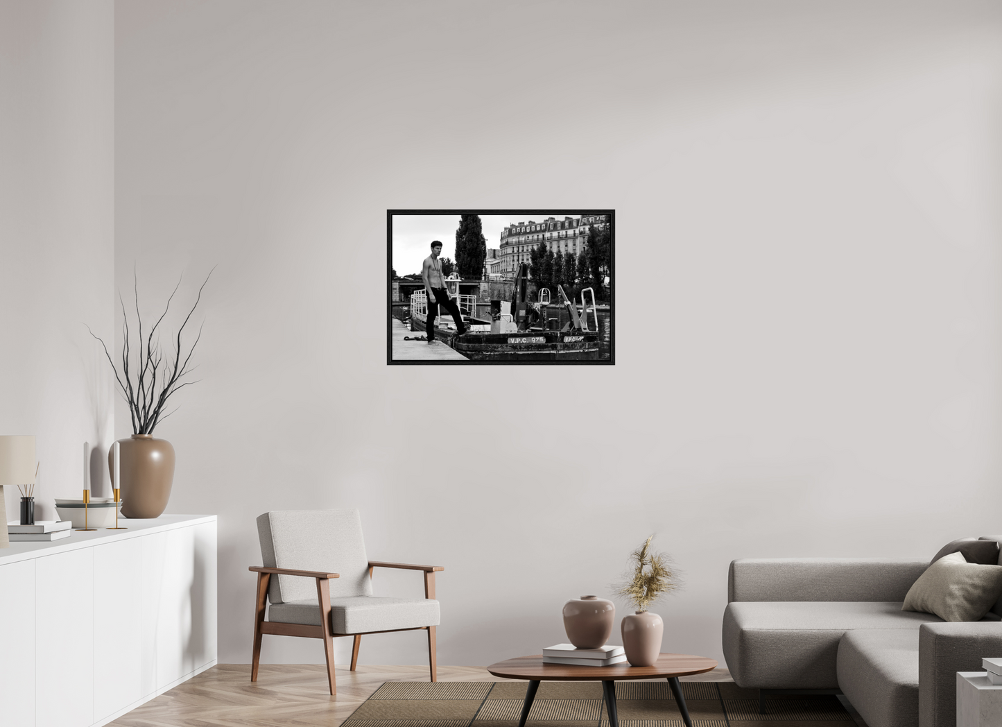 90 x 60 cm, Floating frame - black 975, 2013