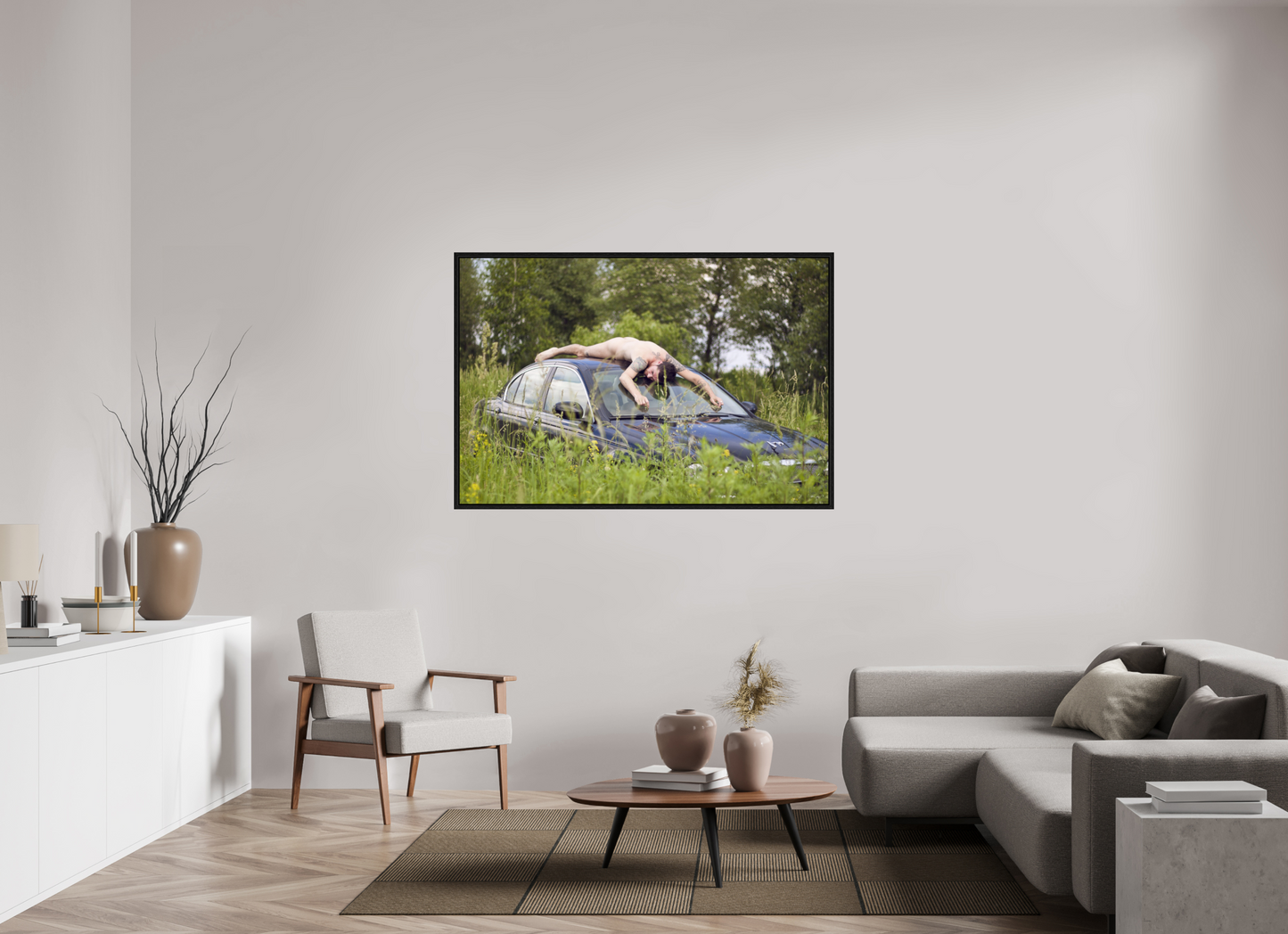 150 x 100 cm, Floating frame - black Jaguar, 2013