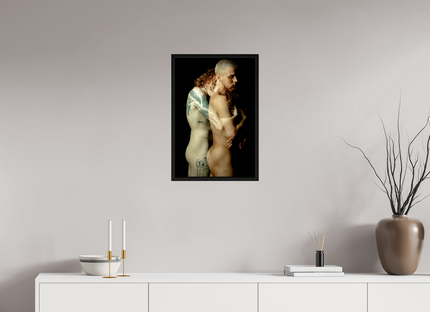 40 x 60 cm, Floating frame - black Phoenix & Mike 1, 2019