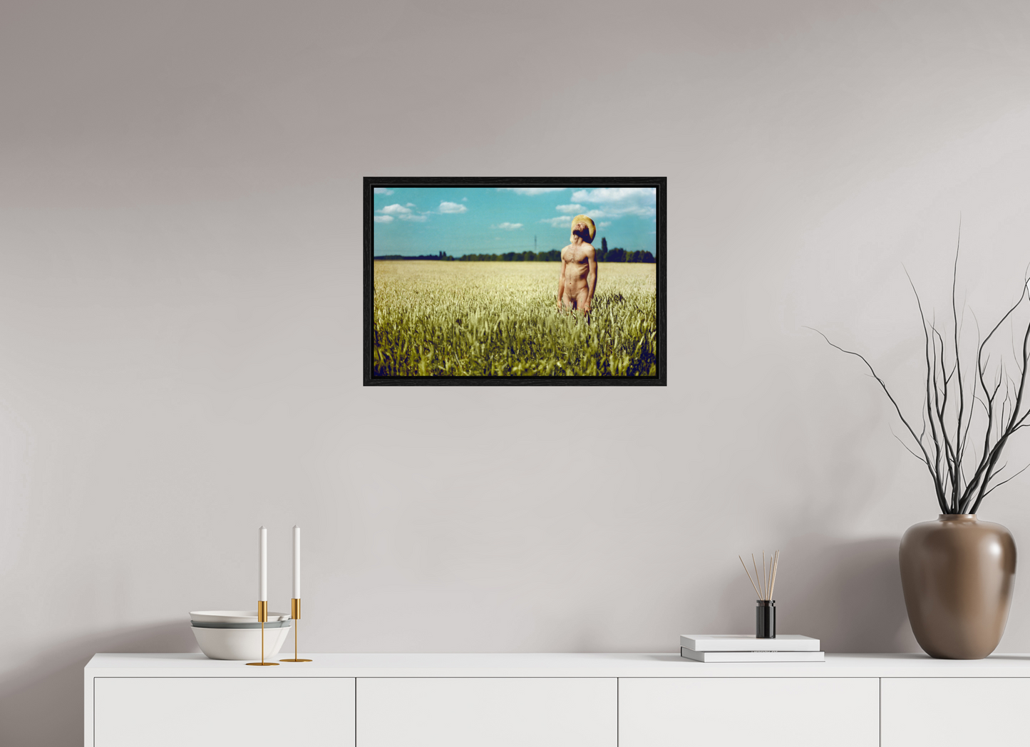 60 x 40 cm, Floating frame - black Fields Road, 2014