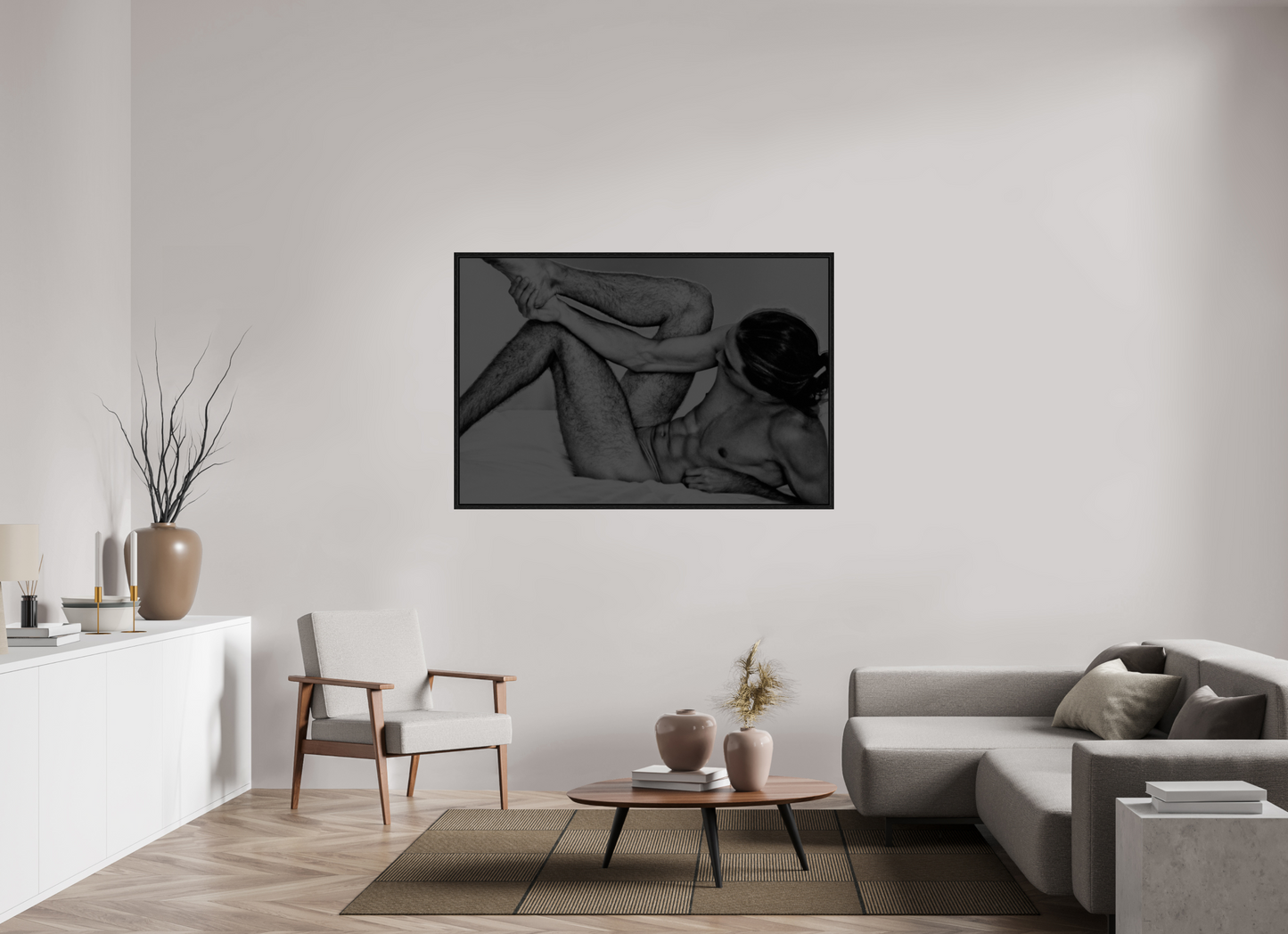 150 x 100 cm, Floating frame - black Legs Abstraction, 2013