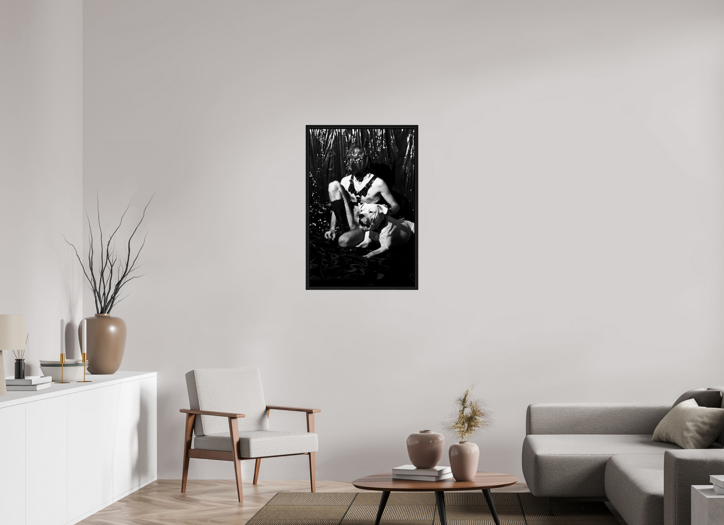 60 x 90 cm, Floating frame - black Dog Tales, 2013