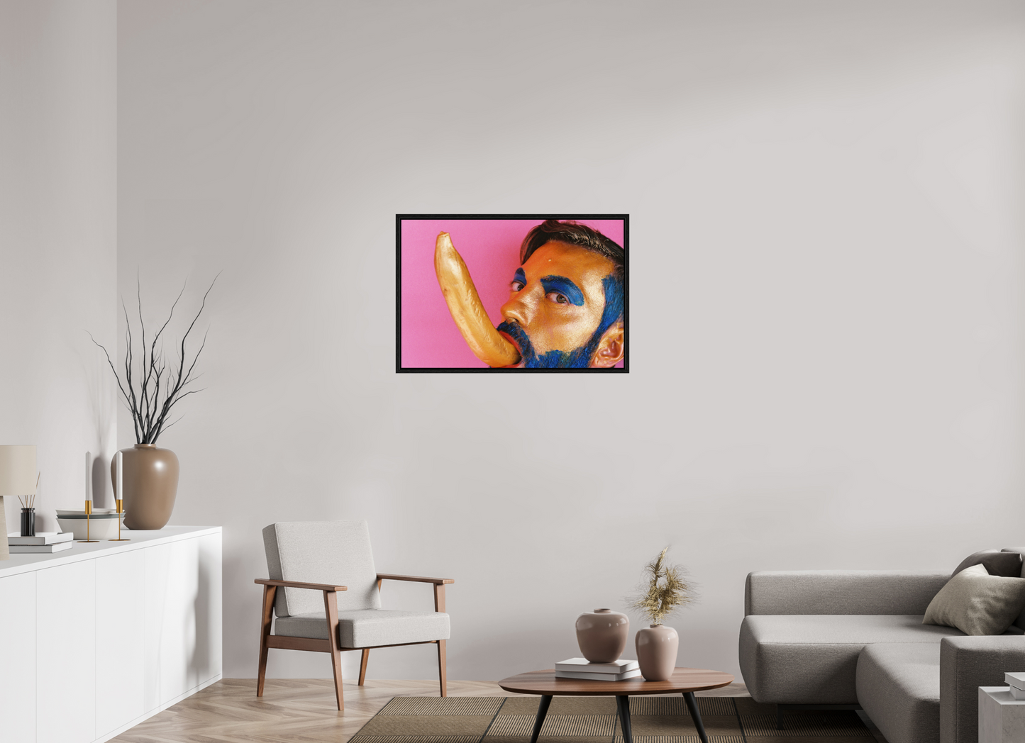 90 x 60 cm, Floating frame - black Golden Banana, 2013