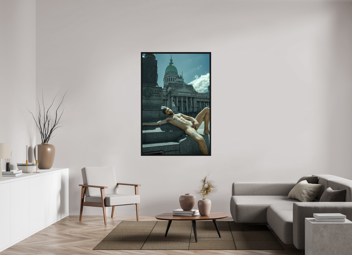 100 x 150 cm, Floating frame - black Naked Buenos Aires 16, 2018