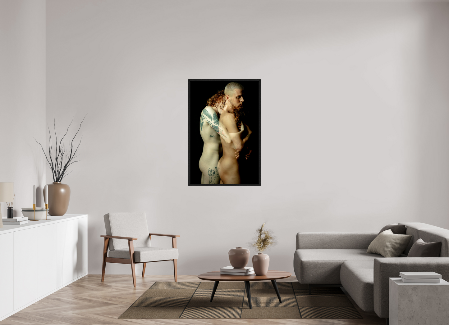 80 x 120 cm, Floating frame - black Phoenix & Mike 1, 2019