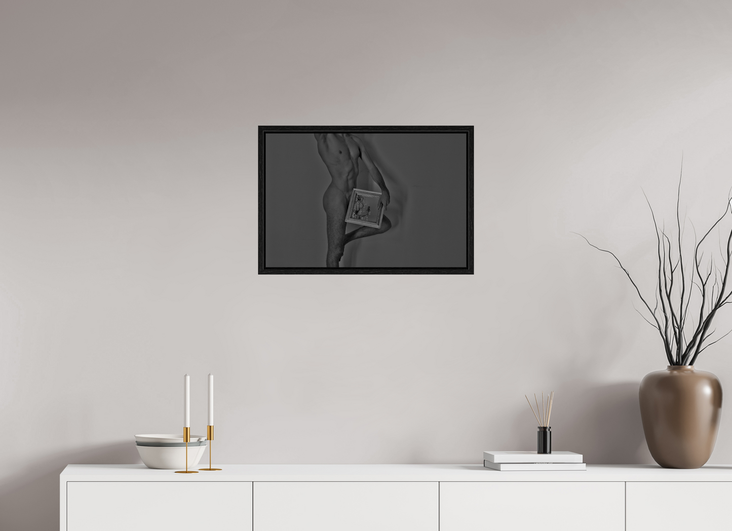 60 x 40 cm, Floating frame - black Chandelier, 2013