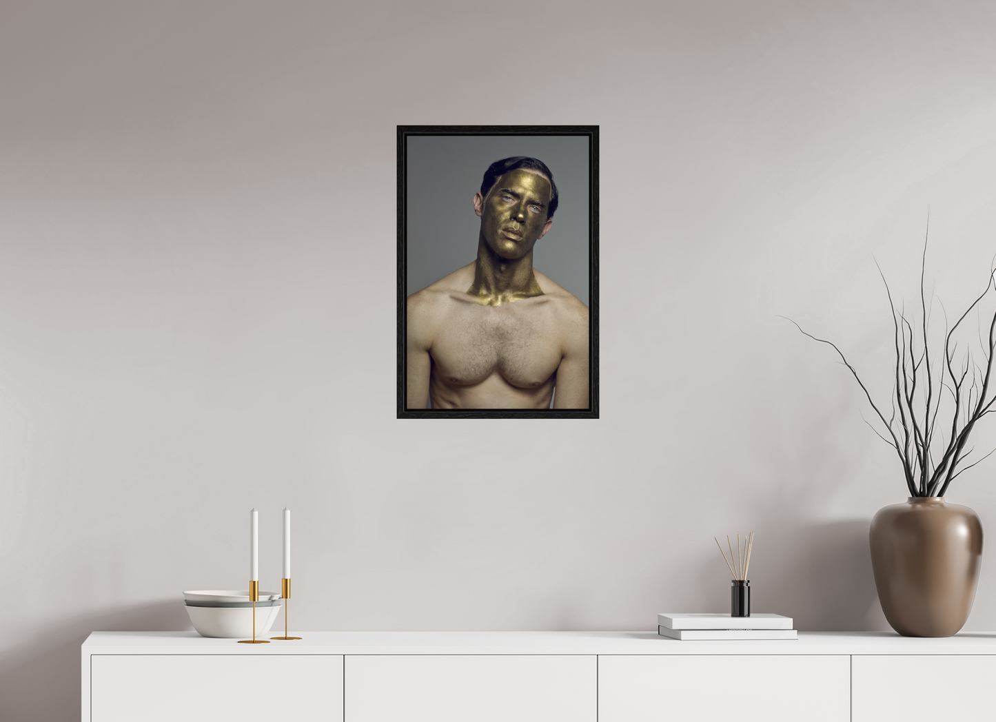 40 x 60 cm, Floating 15mm black A Man With The Golden Face, 2016