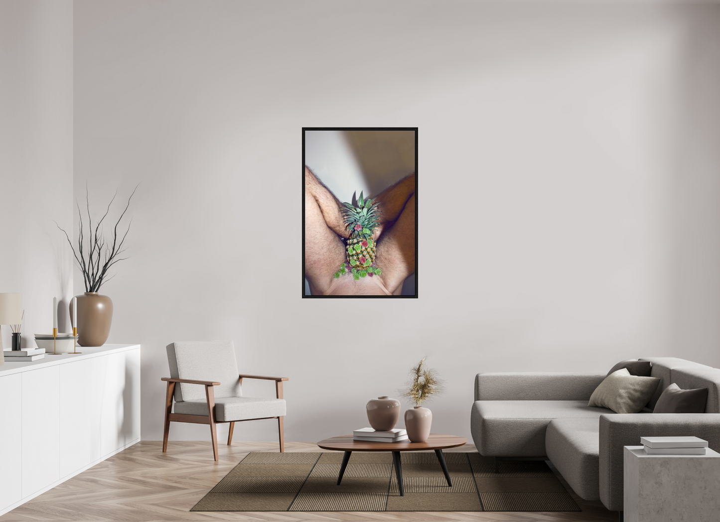 80 x 120 cm, Floating frame - black Pineapple, 2013