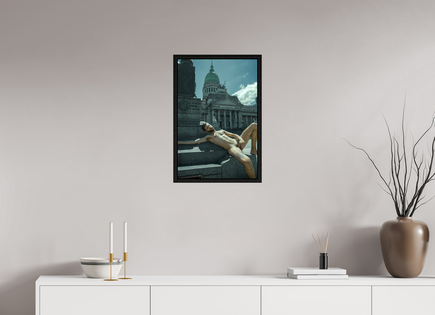 40 x 60 cm, Floating frame - black Naked Buenos Aires 16, 2018