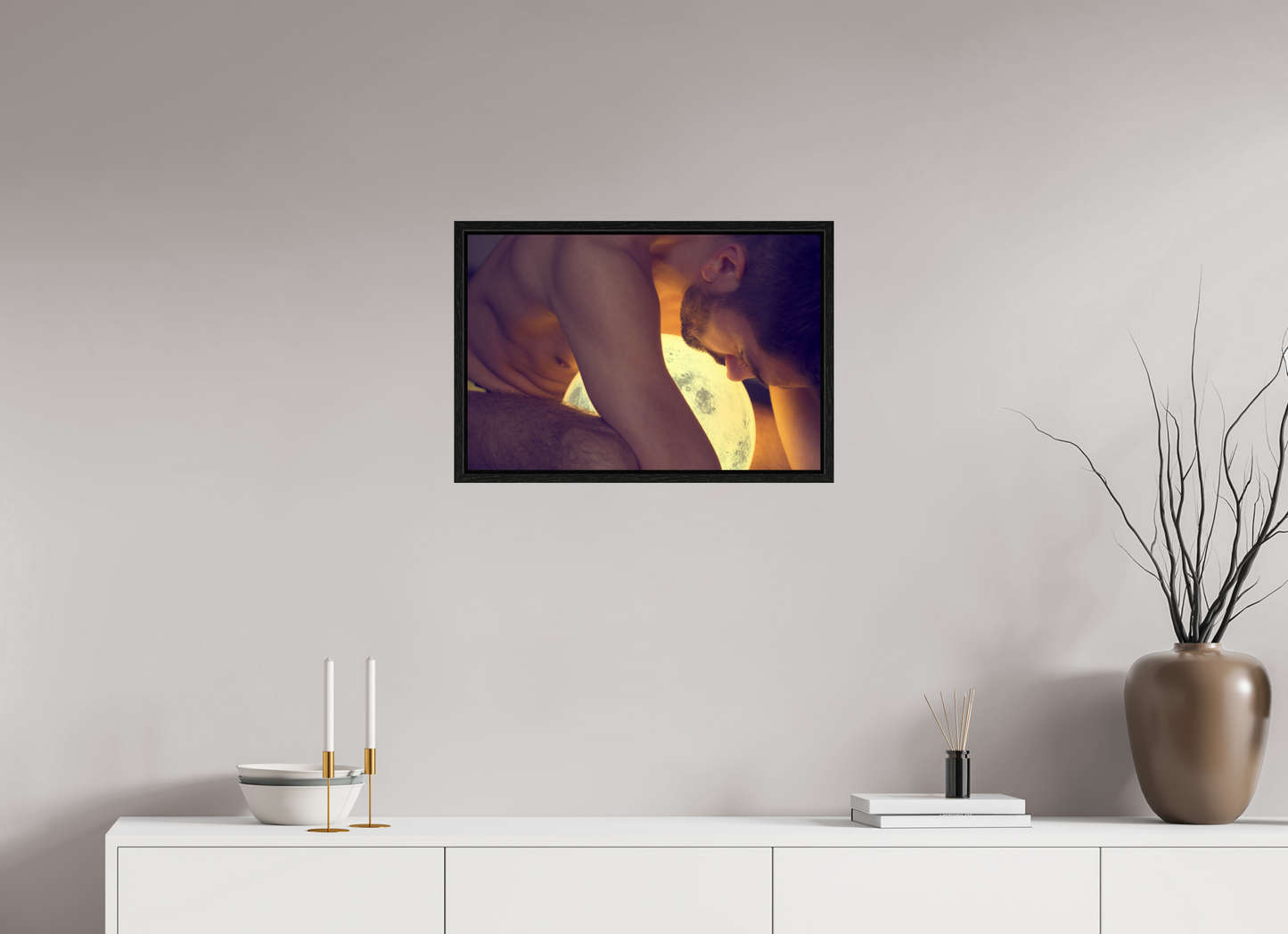 60 x 40 cm, Floating 15mm black Moon Light, 2016