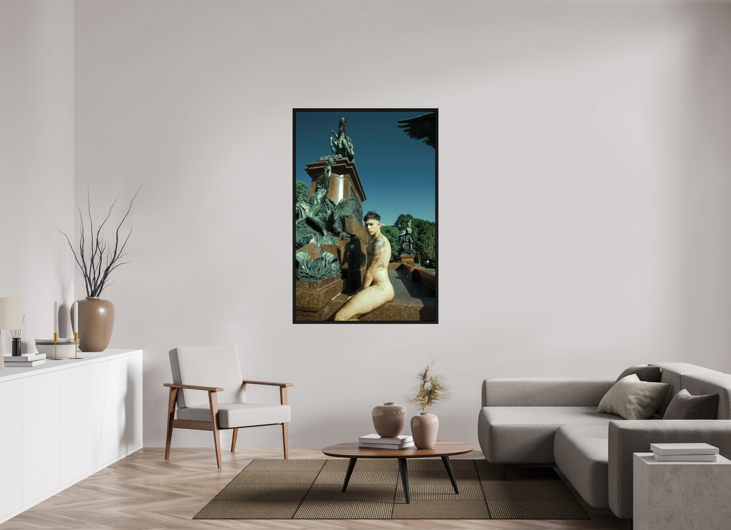 100 x 150 cm, Floating frame - black Naked Buenos Aires 15, 2018